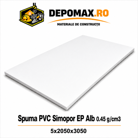 Placa rigida PVC Simopor EP Alb 0.45 g/cm3, 5x2050x3050 mm